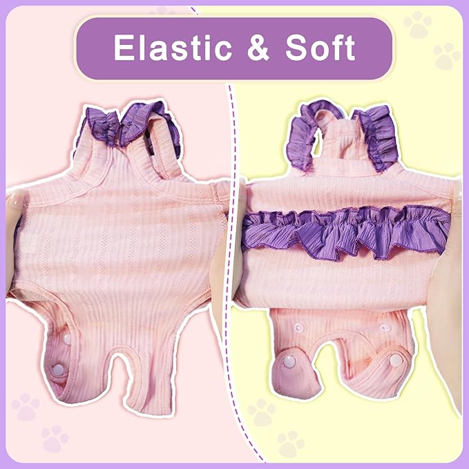 Cat Recovery Suit,Kitten Onesie After Surgery,E-Collar Alternative for Abdominal Wound and Skin Diseases,Soft Breathable Bodysuit After Spay（Beige-m）
