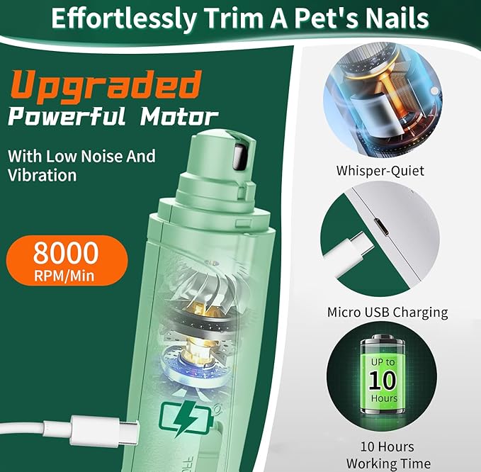 2 in 1 Dog Nail Clippers & Cat Nail Clippers Trimmers for Large Medium Small Dogs Cats Claw Trimmer Quick Sensor and Safety Guard USB Rechargeable with 2 LED Lights Dogs Nail Trimmer