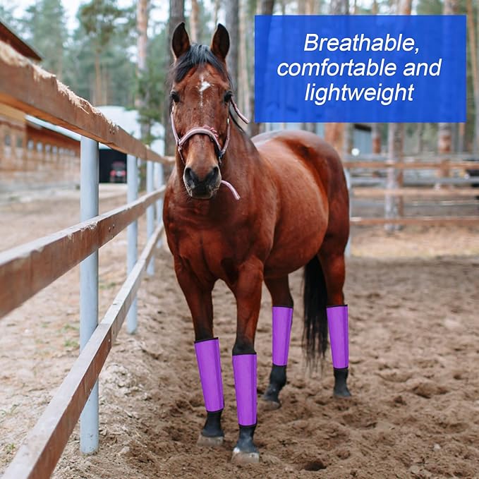 8 Pcs Mesh Fly Boots for Horse Breathable Mesh Horse Boots Protective Horse Leg Wraps Horse Leggings for Preventing Flies and Mosquitoes Bites (Light Pink, Dark Pink)
