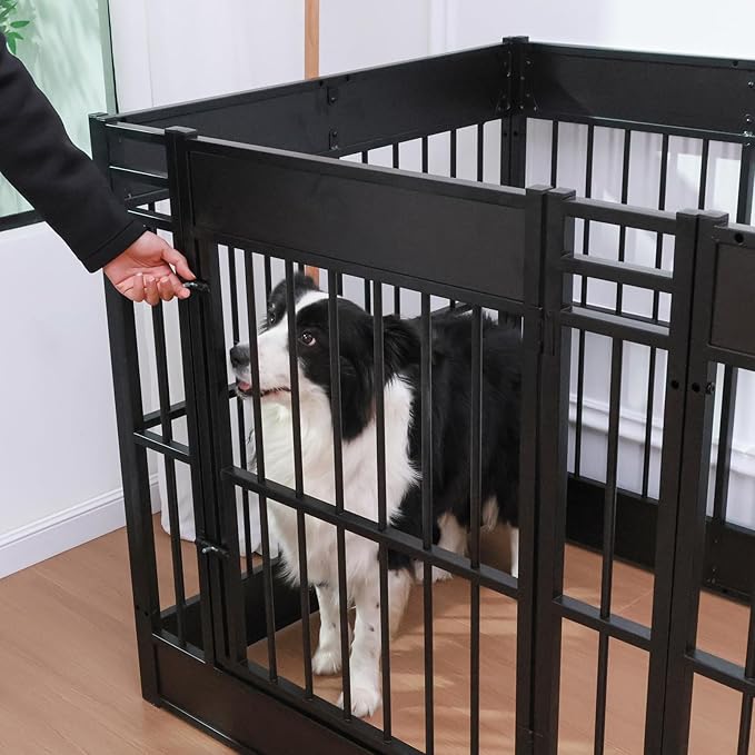 Dog Playpen, 31.5" Height Dog Pen Indoor, Heavy Duty, Safe and Sturdy, Furniture Style Puppy Pen (12 Panels (31.5" High), Black)