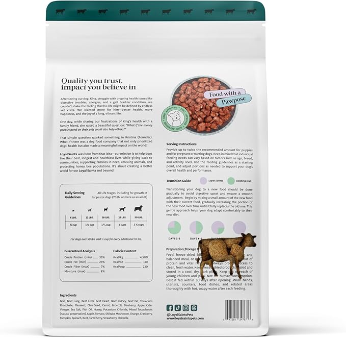 Freeze Dried Raw Dog Food - Premium Beef Flavor with High Protein and Grain Free Dog Food for Small or Large Breeds and Picky Eaters - Versatile as Meal Topper, Snack, and Treats, 14 Oz