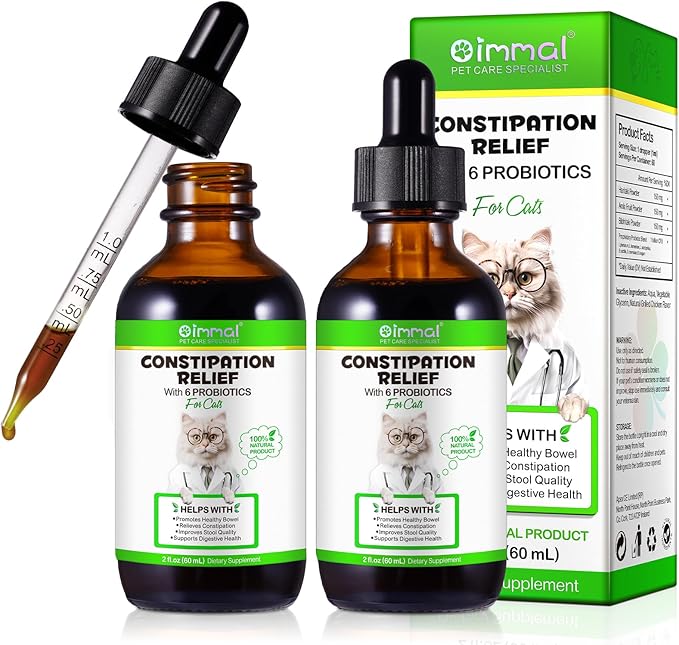 Cat Constipation Relief, Liquid Drops Supports Laxative Relief, Cat Herbal Supplements, Stool Softener Laxative Constipation Relief, Chicken Flavour- 60ml / 2 fl.oz(2PCS)