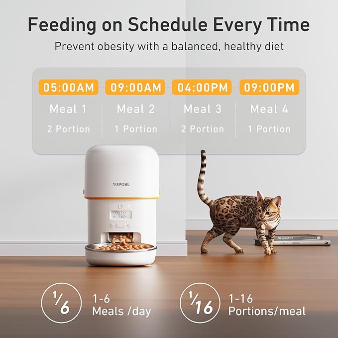 Automatic Cat Feeders - 3L Cat Food Dispenser Easy to Use, Timed Automatic Pet Feeder with Over 180-day Battery Life, 1-6 Meals Dry Food Programmable Portion Control Also for Dogs
