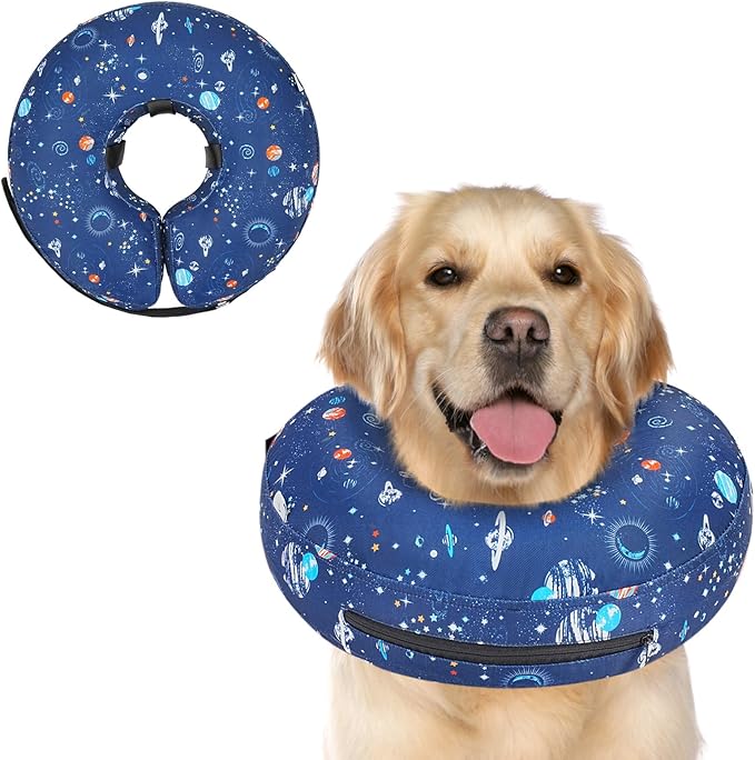 Supet Inflatable Dog Cone Collar Alternative After Surgery, Dog Neck Donut Collar Recovery E Collar, Soft Pet Cone for Small Medium Large Dogs