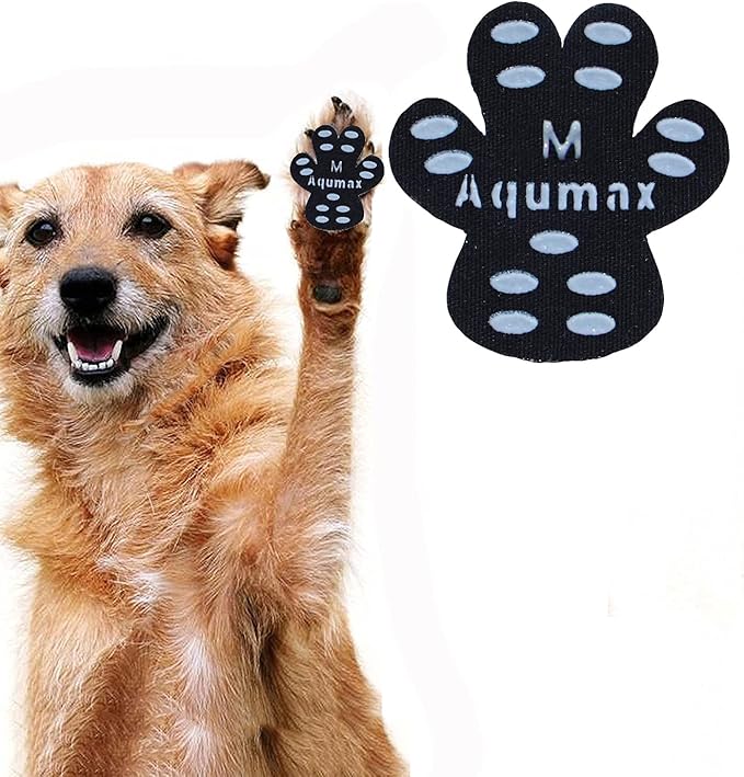 Dog Anti Slip Paw Grips Traction Pads,Dog Feet Stickers with Stronger Self-Adhesive Paw Pad Provide Traction for Senior, Injured Dogs,12 Sets (48 pcs) M Black