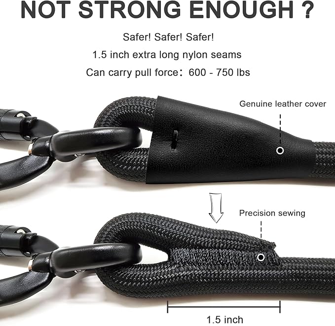 Rope Dog Leash, 6 Foot Heavy Duty Dog Leash with Aviation Aluminum Auto Locking Carabiner, Strong Nylon Pet Lead for Small, Medium, Large Dogs (Black, 6FT)