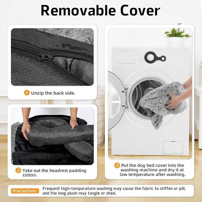 GGIB Calming Dog Bed Fluffy Plush Dog Mat for Furniture Protector with Removable Washable Cover for Large Medium Small Dogs and Cats (Extra Large (53x39.3x6), Grey)