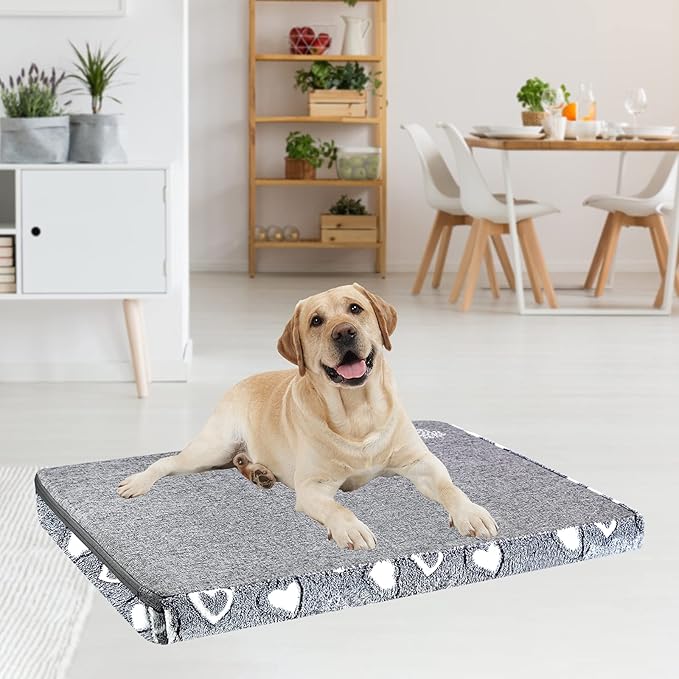 VANKEAN Stylish Dog Bed for Crate - Reversible Cool & Warm, Waterproof Inner, Firm Support, Machine Washable, XXL to Small, Grey