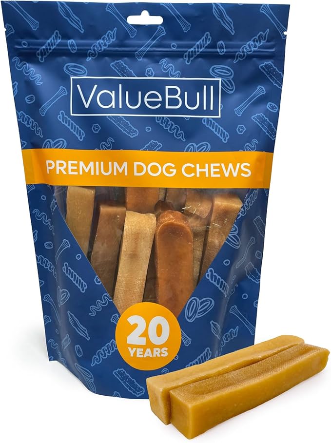 ValueBull Himalayan Yak Cheese Dog Chews, Large, 10 ct - Long Lasting for Aggressive Chewers, All Natural, Healthy & Safe, Low Odor Nepal Yak Milk Chews