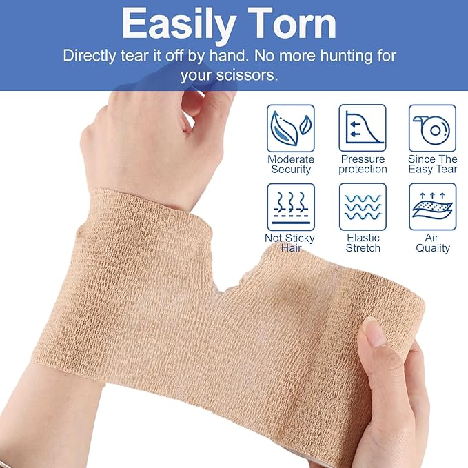 LDIWEE 24 Pack 4 Inch Self Adhesive Bandage Wrap - 5 Yard Cohesive Athletic Tape for First Aid, Medical, Sports, Ankle Wrist Sprains, Vet Wrap (Brown)