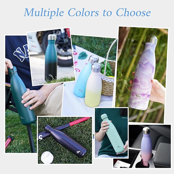 Insulated Water Bottles,12 oz Double Wall Stainless Steel Vacumm Metal Flask for Sports Travel,Indigo Black