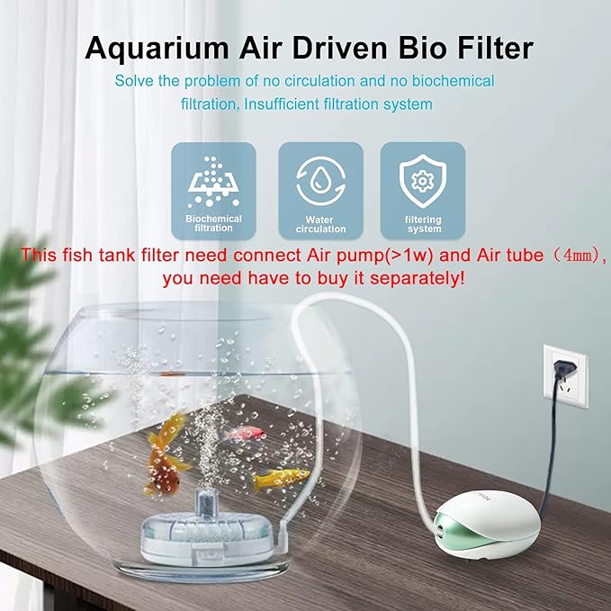 UPETTOOLS Mini Aquarium Sponge Filter, Small Internal Fish Tank Filter Detachable Submersible Filter with Air Stone auxiliary filter Suitable for 5-20 Gallon Tank (Air Pumps and Air Tube not Included)