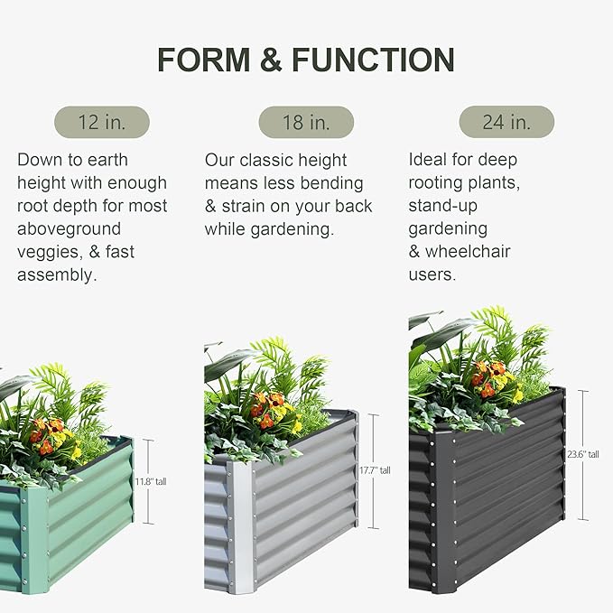 Domi Galvanized Raised Garden Bed, 6x3x1Ft Thickening Metal Planter Box for Vegetables Bottomless for Backyard Outdoor, 1" Deep w/ 128 Gallon Capacity - Dark Gray