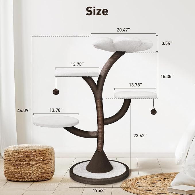 Multi-Level Modern Cat Tree, All-in-One Cat Tower with Scratching Post, Flower Cat Tree Houses for Indoor Cats