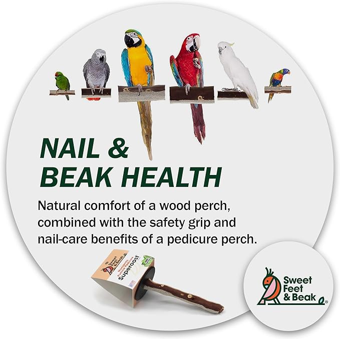 Superoost Manzanita Pumice Pedicure Perch- Easy to Install Bird Cage Accessories for Healthy Feet, Nails and Beak - Natural Bird Perches Imitates Birds' Life in The Wild - L 12"