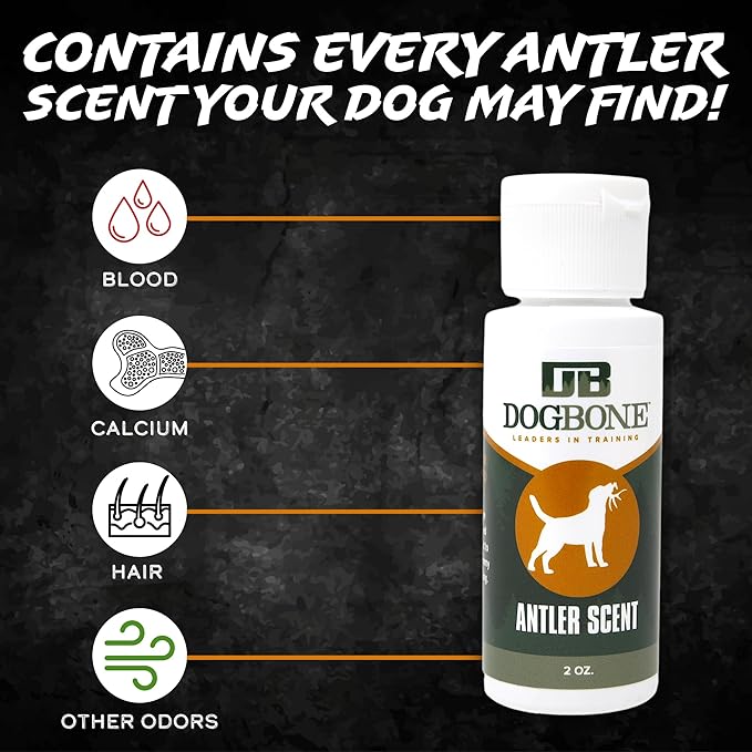 DogBone Shed Hunting Dog Training Kit – Train Your Puppy to Find Deer Antlers - Includes 2 oz Scent for Nosework & Flexible Floating Dummy for Retrieving - Perfect for Whitetail Hunters