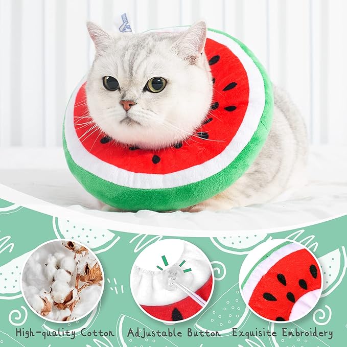 ANWA Adjustable Cat Cone Collar Soft, Cute Cat Donut Collar After Surgery, Kitten Recovery Cones to Stop Licking