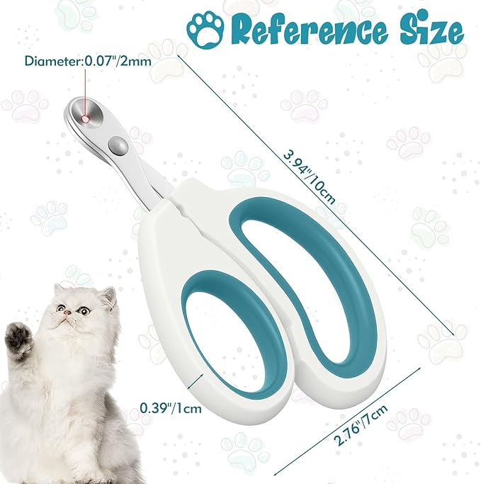 Cat Nail Clipper, Durable Stainless Steel Cat Nail Trimmer with Sharp Blade and Anti-Slip Handle, Professional Small Animal Claw Clippers for Cats Kittens Dogs Rabbits Guinea Pigs