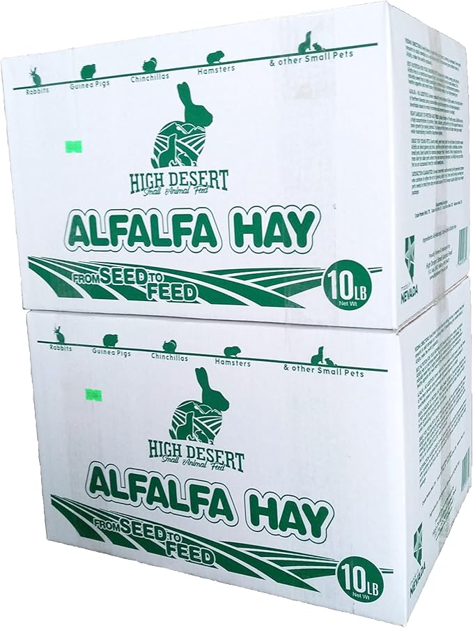 High Desert Alfalfa Hay for Rabbits, Guinea Pigs, Chinchillas & Small Pets – Protein-Rich Natural Hay for Young, Growing Animals – High-Fiber, Hand-Packed, Additive-Free, Grown in USA – 10 lb Box