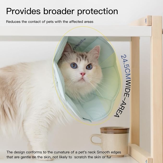 Touchdog Foldable Dog Cone Collar for Cats & Dogs - Adjustable Soft Recovery Collar with Waterproof PU Coating, Lightweight Design, 24.5cm/9.6in Wide Barrier (Blue, S)