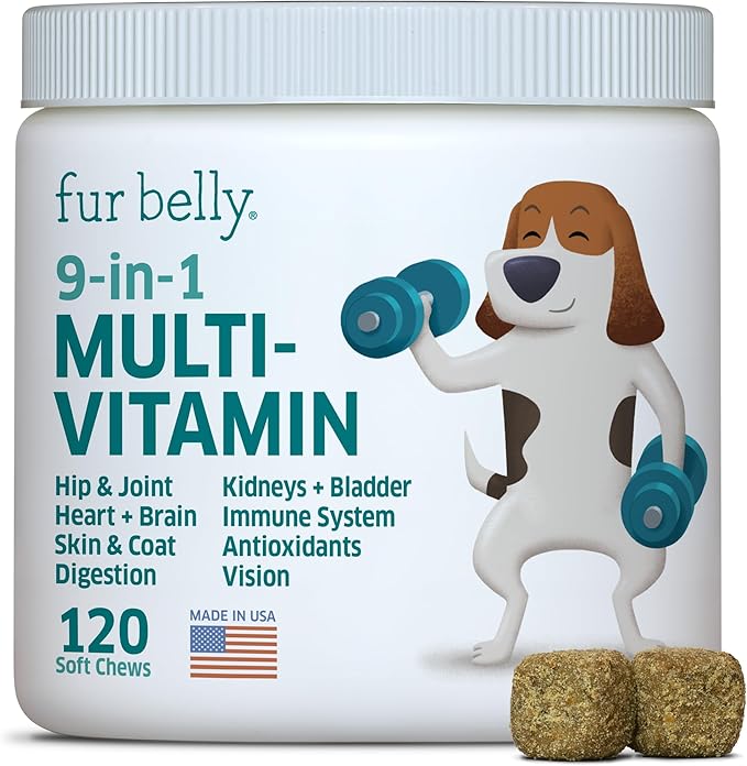 Dog Multivitamin - Dog Vitamins and Supplements - Digestive Enzymes & Probiotics - Probiotics for Dogs - for Skin and Coat Allergies - Immune System & Overall Health - 120 Soft Chew Dog Treats