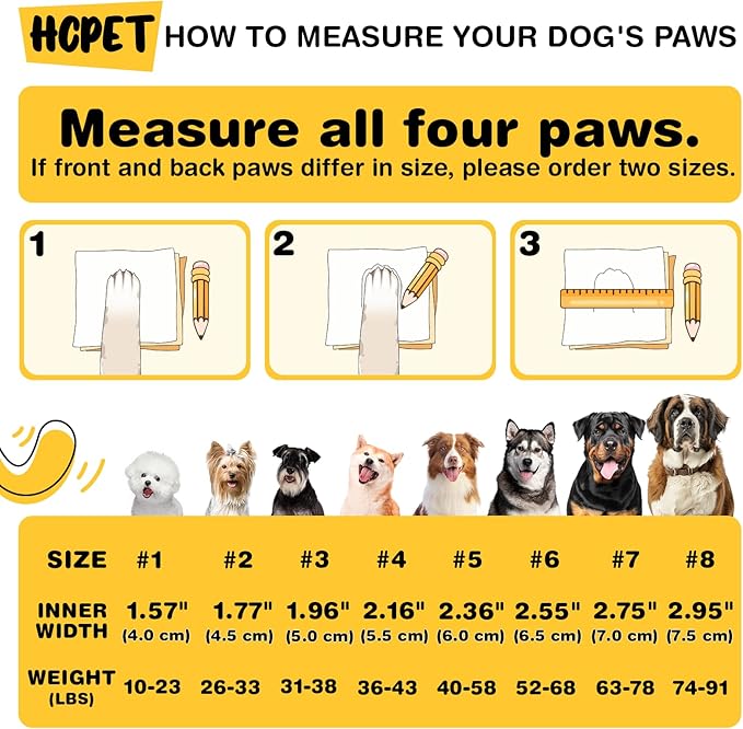 Hcpet Dog Shoes, Dog Boots for Small Dogs, Waterproof Medium Dog Booties Paw Protector for Summer Hot Pavement, Winter Snowy Day, Outdoor Walking, Indoor Hardfloors Anti Slip Sole Black Size 4