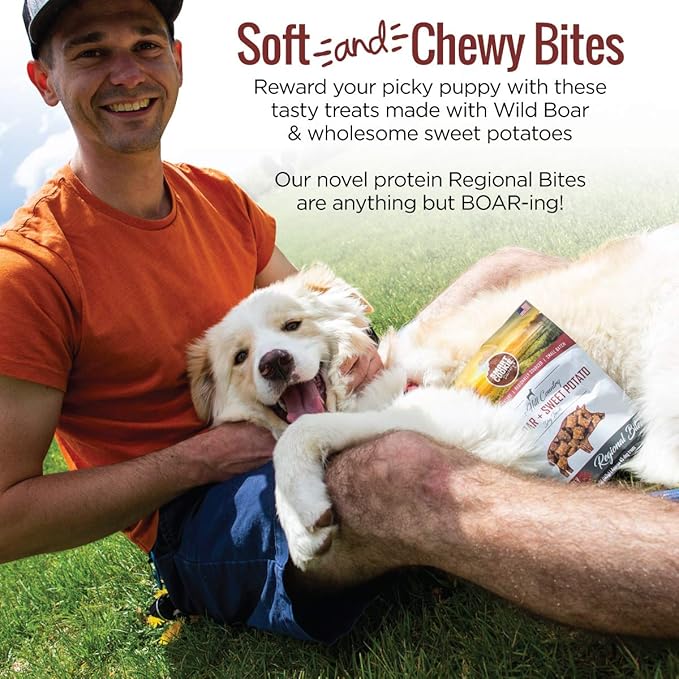 Smart Cookie All Natural Dog Treats - Wild Boar & Sweet Potato - Training Treats for Dogs with Allergies, Sensitive Stomachs - Soft Dog Treats, Chewy, Grain Free, Made in USA - 5oz Bag, Pack of 3