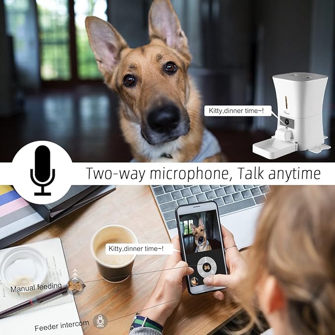 SKYMEE 8L/12L 2.4G & 5G WiFi Aautomatic Large Dog Feeder & Automatic cat feeders -1080P Full HD Pet Camera Treat Dispenser with Night Vision and 2-Way Audio