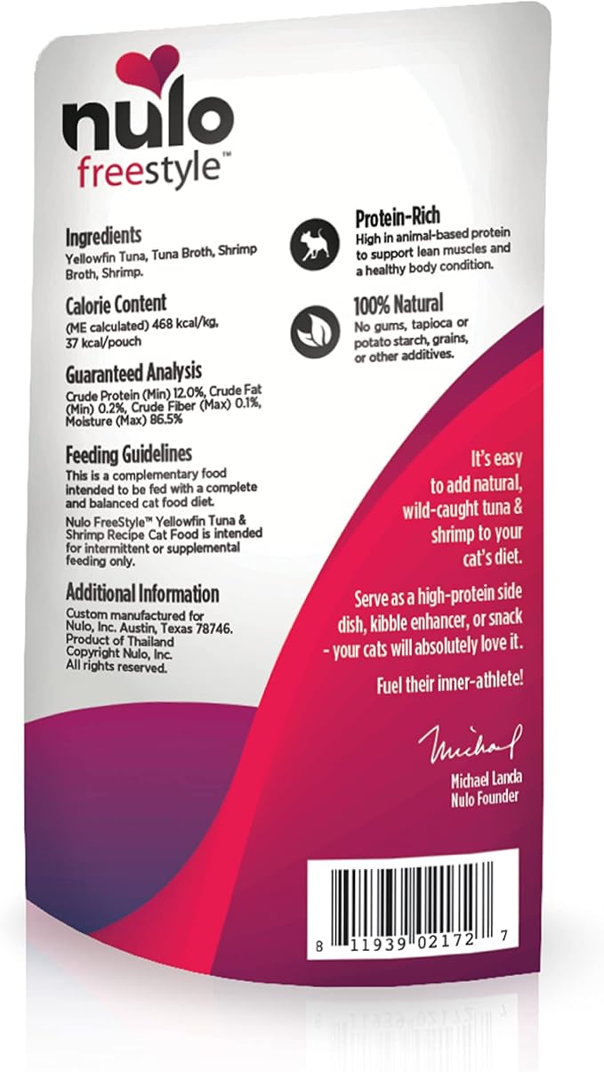 Nulo Freestyle Cat & Kitten Wet Cat Food Pouch, Premium All Natural Grain-Free Soft Cat Food Topper with Amino Acids for Heart Health and High Animal-Based Protein