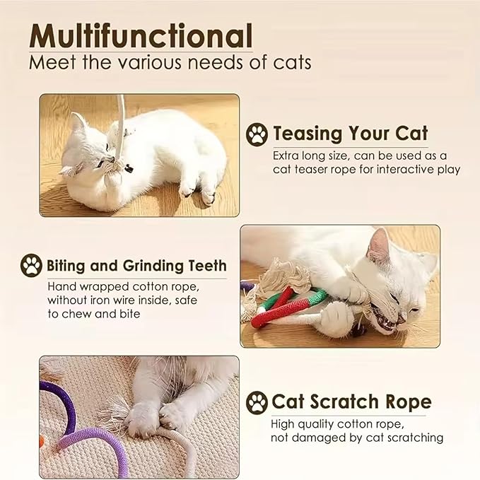 Celery Pets Cat Chew Rope,Catnip-Infused Organic Cotton Chew Rope Toys for Cats, Soft & Safe Dental Chew Toys for Indoor Cats, Self-Play and Teeth Cleaning (3PCS)