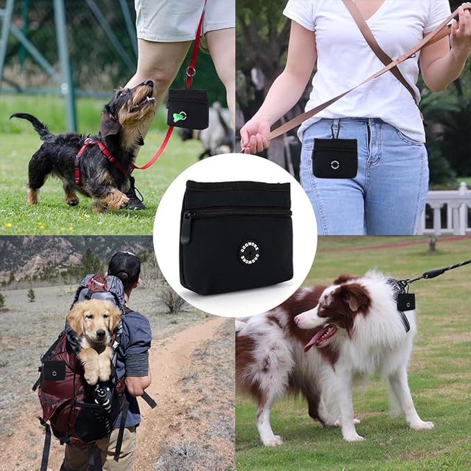 COOWONE Dog Treat Pouch with Pet Training Clicker, Detachable Dog Puppy Training Treat Bag, 900D Oxford Cloth Magnetic Closure Small Dog Poop Bag Holder for Travel or Outdoor Use