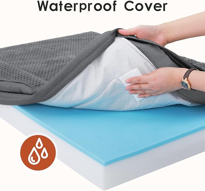 Orthopedic Dog Beds Large Sized Dog, 3 Inch Memory Foam Pet Bed for Medium and Large Dogs, Washable Removable Cover, Nonskid Bottom, Waterproof, 36x27 Inches L Dark Grey