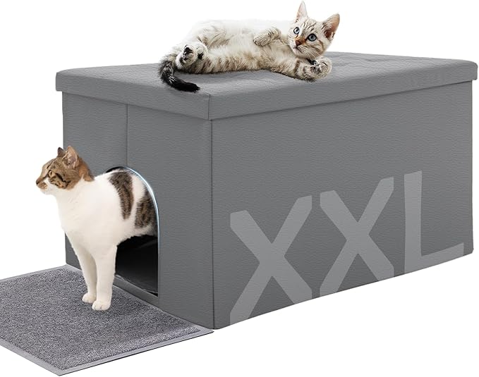 MEEXPAWS Cat Litter Box Enclosure Furniture Hidden, Cat Washroom Bench Storage Cabinet | Extra Large 35.4'' x 19.7'' x 19.7''| Dog Proof | Waterproof Inside/Easy Clean | Easy Assembly | Odor Control