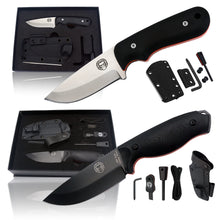 Load image into Gallery viewer, 1095 High Carbon Survival Steel Knife Gift Set and EDC D2 Damascus Steel Neck Knife Bundle