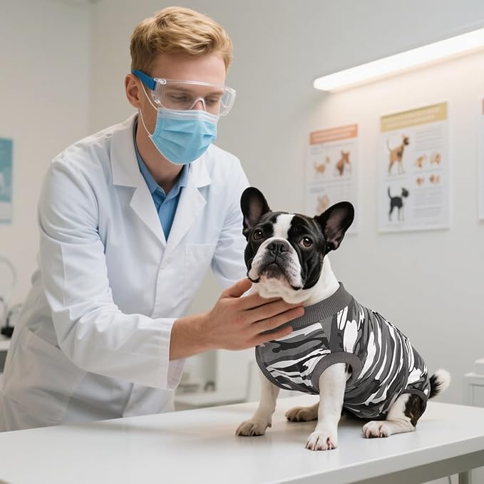 Kuoser Recovery Suit for Dogs Cats After Surgery, Professional Pet Recovery Shirt Dog Abdominal Wounds Bandages, Substitute E-Collar & Cone,Prevent Licking Dog Onesies Pet Surgery Recovery Suit