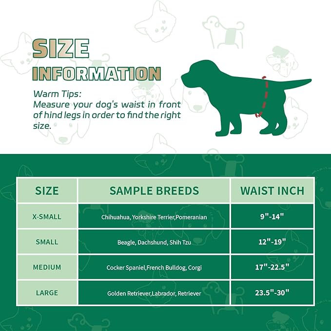 IMMCUTE Dog Diapers Male 50 Ct, XS Size, Super-Absorbent Male Dog Wraps Disposable Doggie Diapers with Wetness Indicator, Puppy Diapers Male for Marking, Excitable Urination
