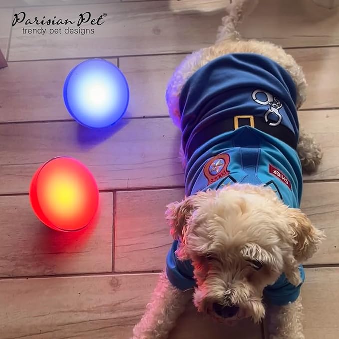 Parisian Pet Dog Shirt - Embroidered Police Costume - 100% Cotton & Polyester Pet Clothes - Sleeved Cop Costume - Blue Large Dog XL