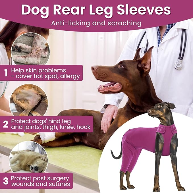 Nanaki Dog Wound Care Shirt, Dog Leg Sleeve To Stop Licking Rear Leg And Abdomen, Doggy Surgery Suit Female Spay,Doggy Onesie For Surgery Female Male, Pet Surgical Recovery Suit Pet Wound Heal Clothes