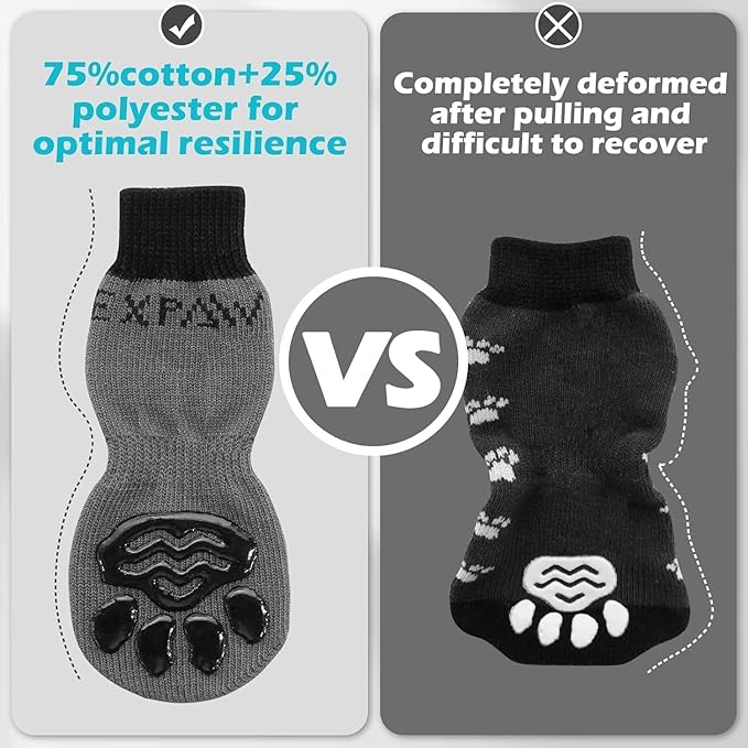 EXPAWLORER Anti Slip Dog Socks to Prevent Licking Paws, Dog Shoes for Hot Pavement, Dog Booties for Small Medium Large Senior Dogs, Traction Control Boots & Paw Protectors for Hardwood Floors