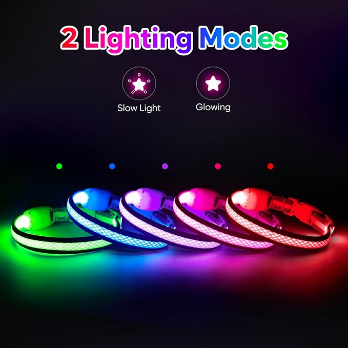 Flashseen LED Cat Collar,Light Up Dog Collar Rechargeable, Dog Lights for Night Walking, Comfortable Soft Mesh Pet Collar Adjustable for Cats Puppy and Small Dogs(Pink, XS)
