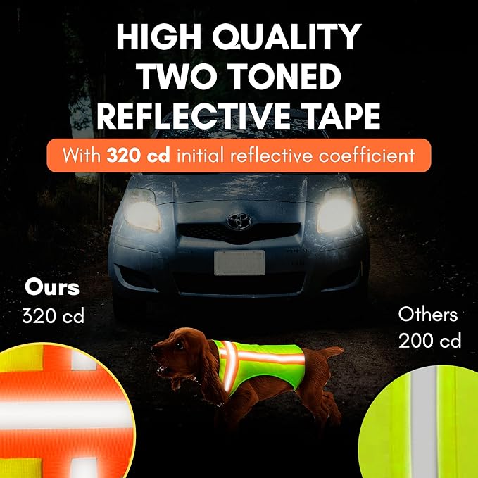 Reflective Dog Vest: Hi-Visibility Safety Gear for Outdoors. Safeguard Your Dog with Easy to wear Adjustable Reflective Vest (Small)