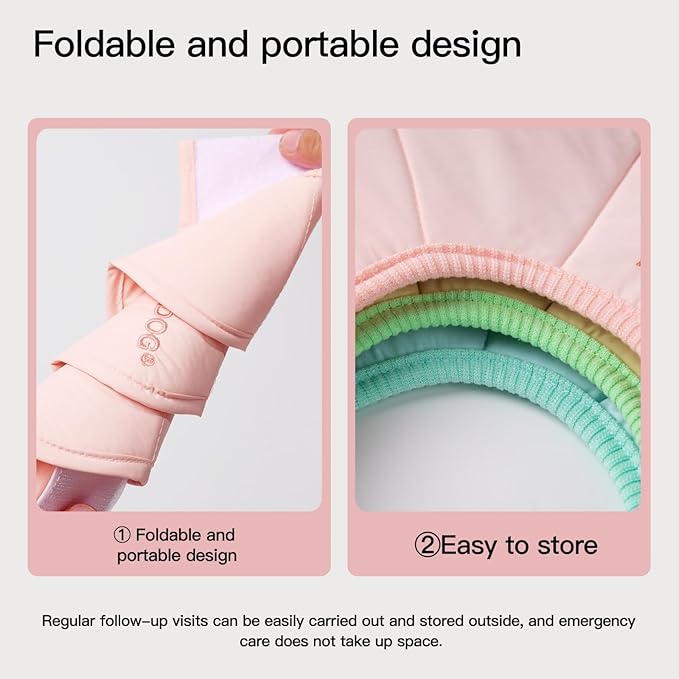 Touchdog Foldable Dog Cone Collar for Cats & Dogs - Adjustable Soft Recovery Collar with Waterproof PU Coating, Lightweight Design, 24.5cm/9.6in Wide Barrier (Pink, L)