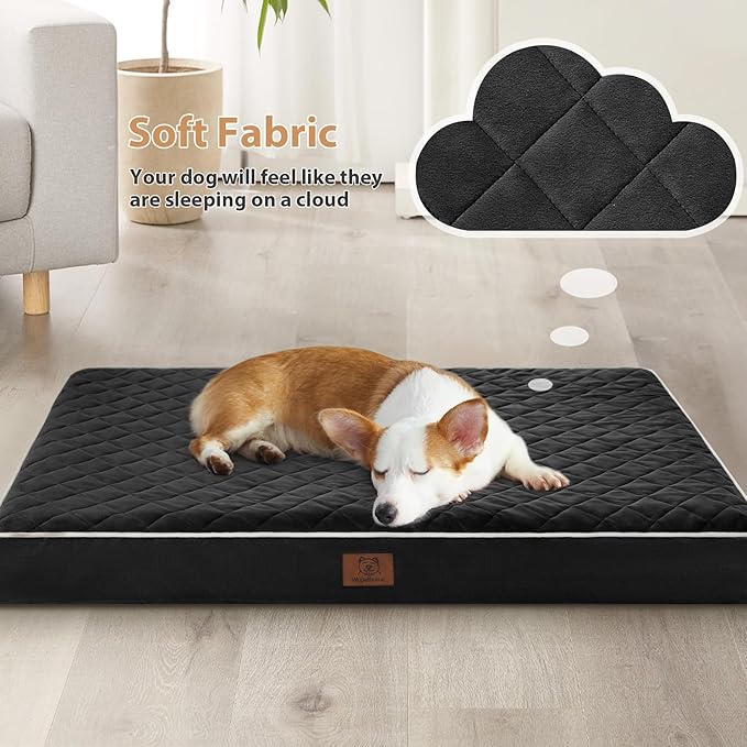WNPETHOME Orthopedic XL Dog Bed for Crate, Waterproof Extra Large Dogs Bed with Removable Washable Cover, Multi-Needle Quilting Dogs Crate Bed