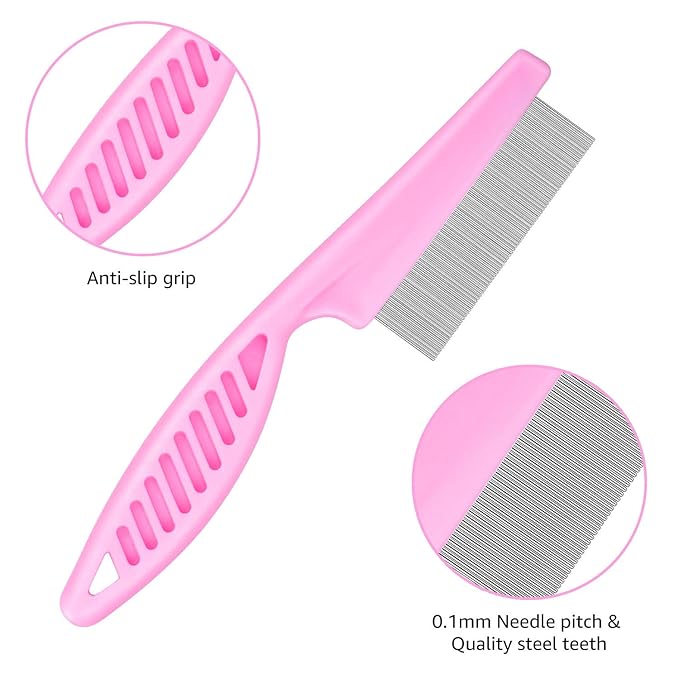 Cat & Dog Grooming Set - Fine Tooth Comb For Grooming And Removing Dandruff Flakes Remove Float Hair Tear Marks (pink)