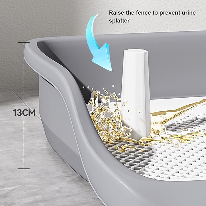 Fabater Dog Potty Toilet Training Tray, Portable Multifunctional Mesh Puppy Training Toilet Pad Holder with Bafflel for Small Dogs Puppies (Gray)