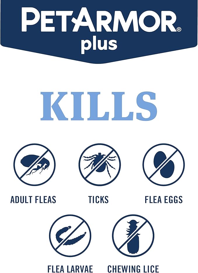 PetArmor Plus Flea and Tick Prevention for Dogs, Dog Flea and Tick Treatment, 12 Doses, Waterproof Topical, Fast Acting, Large Dogs Dogs (45-88 lbs)