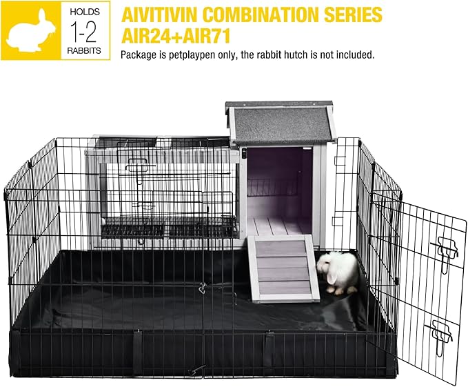 Aivituvin Rabbit Pen Indoor Bunny Pet Playpen Large Guinea Pig Outdoor Exercise Run Pet Enclosure-Playpen ONLY