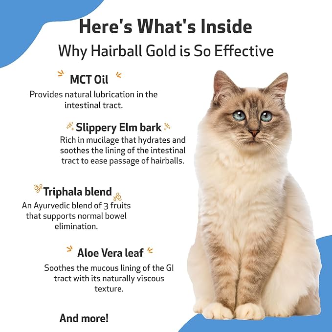Pet Wellbeing Hairball Gold for Cats - Vet-Formulated - Eases Passage of Hairballs Through Digestive Tract - No Mineral Oil, All-Natural Lubrication - 2 oz (59 ml)