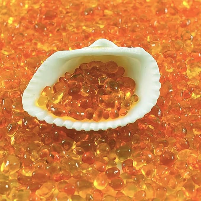 1 Lb (460 g) Orange Sea Glass Stones Irregular Rainbow Glass Pebble Decorative Rock Quartz Tumbled Gemstone Chips for Aquarium Decoration/Vase Filler/Jewelry Making/Handwork Craft/Gems Display