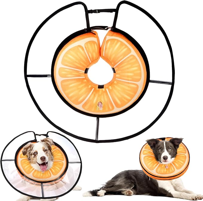 KOOLTAIL Inflatable Dog Cone Collar, Protective Dog Recovery E Collar for Medium Large Dogs After Surgery, Soft Adjustable Dog Neck Donut Cone with Enhanced Anti-Licking Does Not Impede Vision, M+
